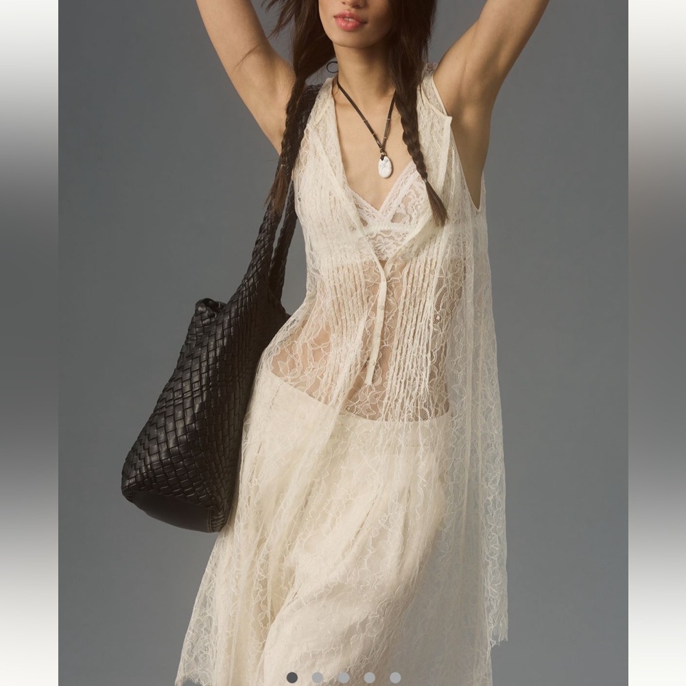 Anthropologie sheer lace tunic dress